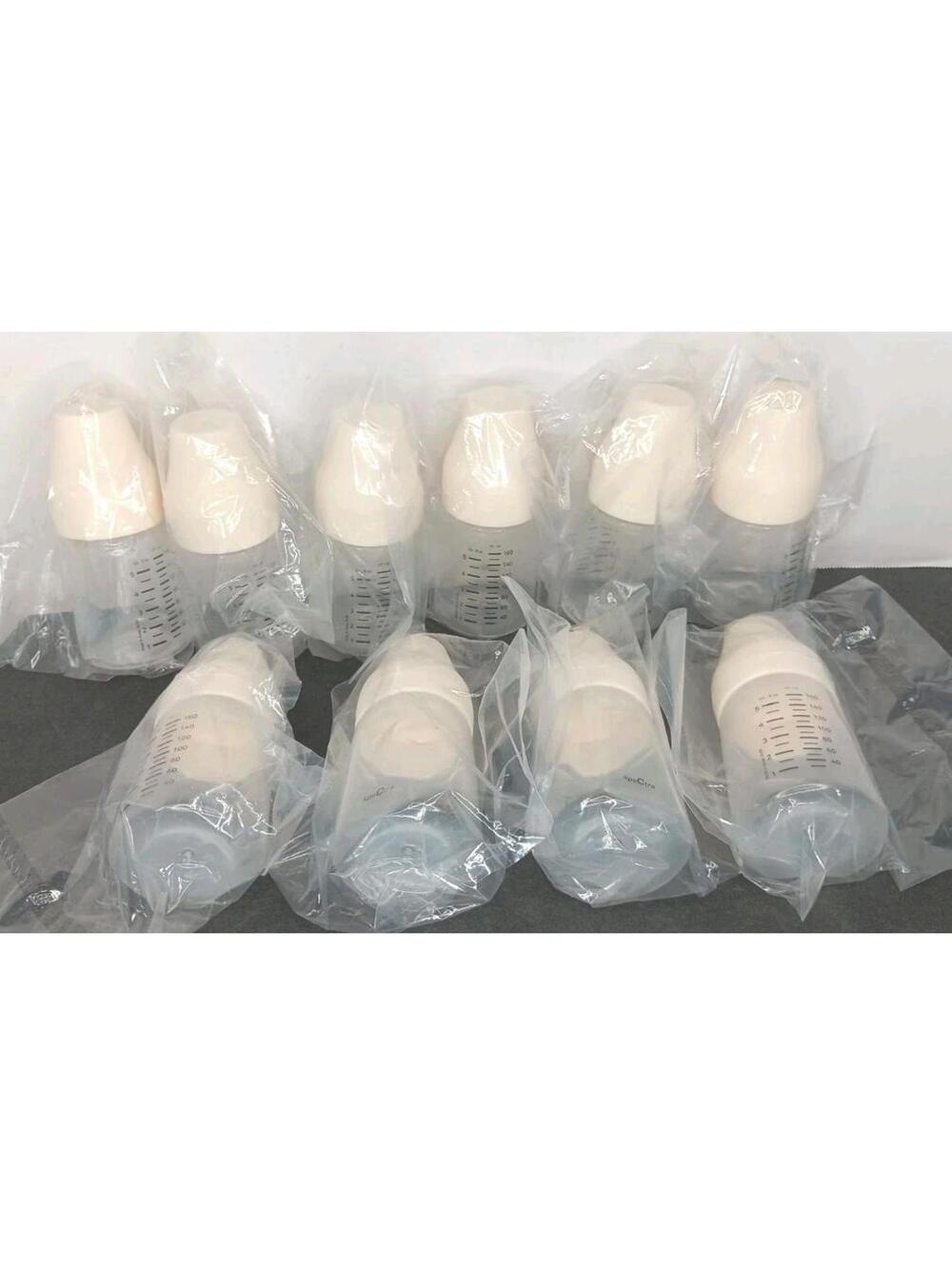 Lot of 10 speCtra 5.4oz/160ml Breast Milk Storage Bottles Beige Lid SEALED